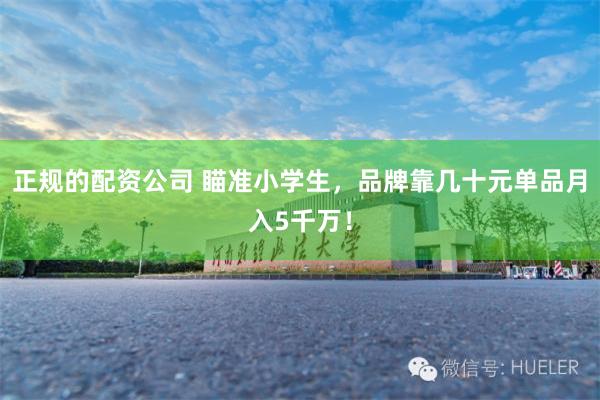 正规的配资公司 瞄准小学生，品牌靠几十元单品月入5千万！