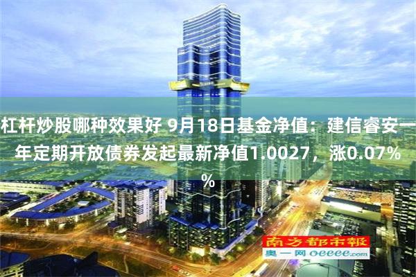 杠杆炒股哪种效果好 9月18日基金净值：建信睿安一年定期开放债券发起最新净值1.0027，涨0.07%