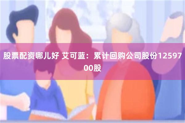 股票配资哪儿好 艾可蓝：累计回购公司股份1259700股