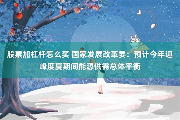 股票加杠杆怎么买 国家发展改革委：预计今年迎峰度夏期间能源供需总体平衡