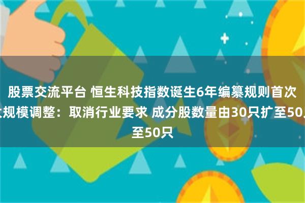 股票交流平台 恒生科技指数诞生6年编纂规则首次大规模调整：取消行业要求 成分股数量由30只扩至50只
